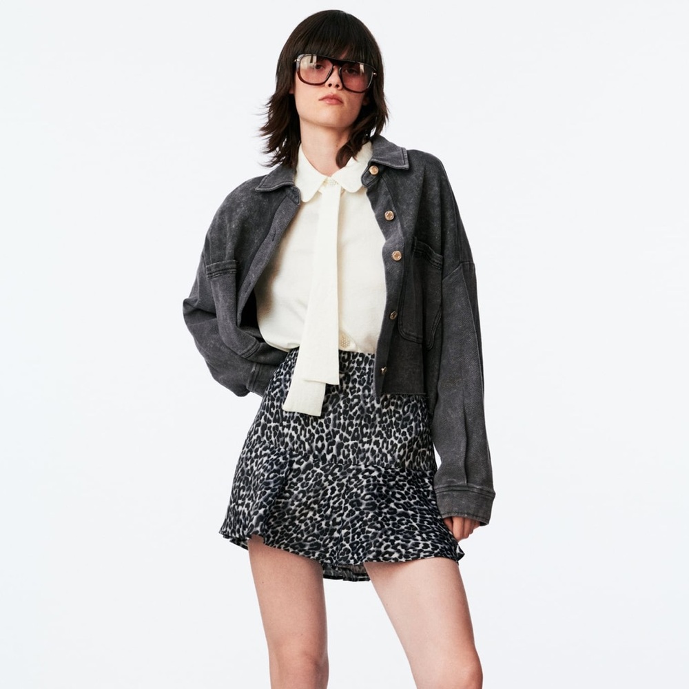 zara animal print split skirt
